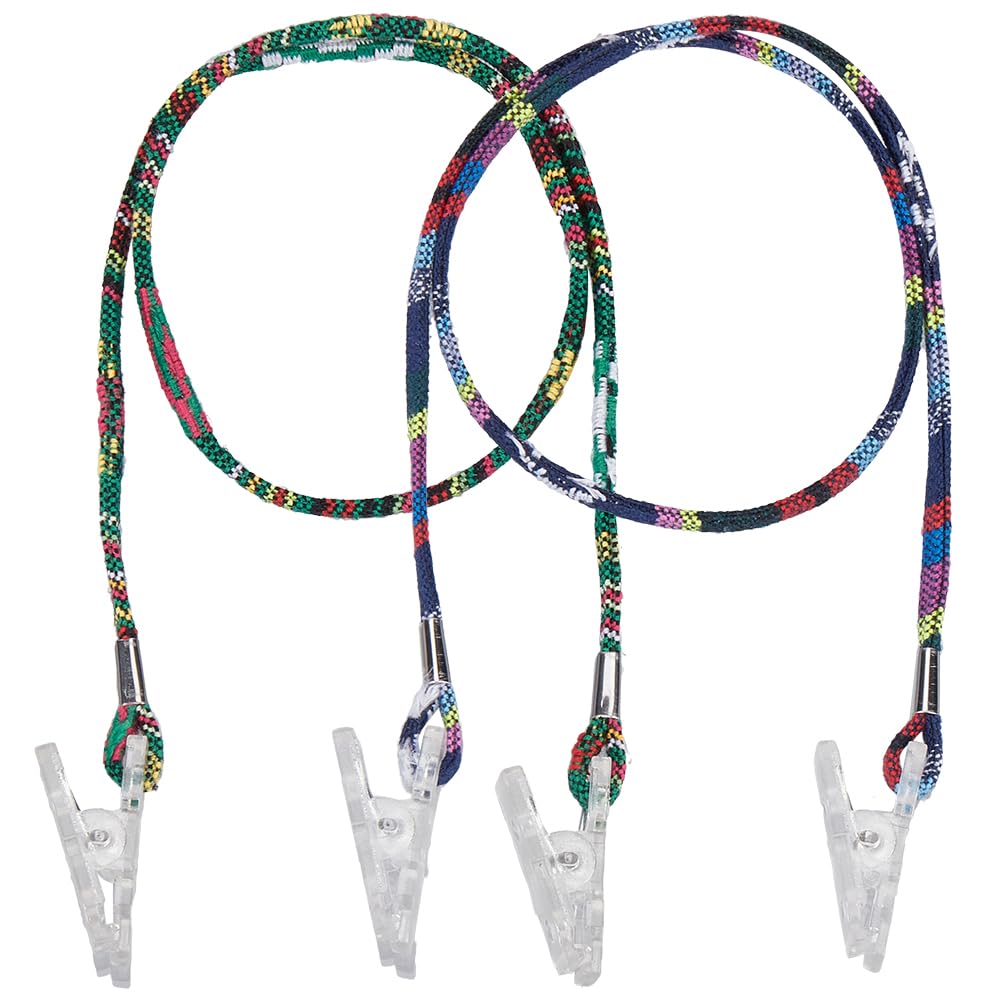 GORGECRAFT 8Pcs 2 Colors Plastic Napkin Clip Dental Bib Holder Clips Neck Strap Lanyard Napkin Towel Apron Bibs Fixing Clip for Dentist Adult Elderly Kitchen Restaurant Apron 46.7cm