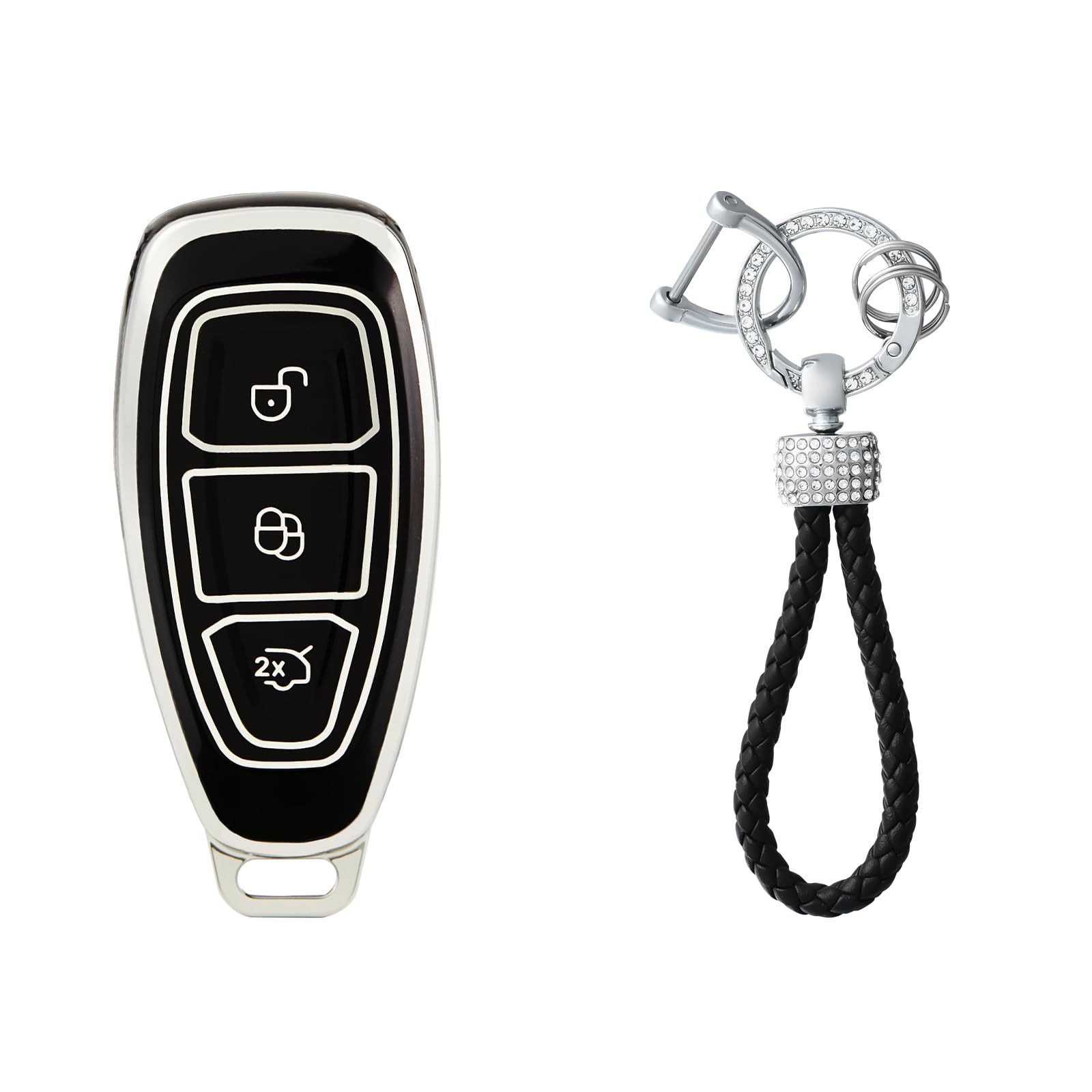 OFFCURVE Car Key Case - Key Fob Cover & Protector for Ford Fiesta, Focus, Kuga, Mondeo, EcoSport, Explorer, Edge, Ranger, C-Max