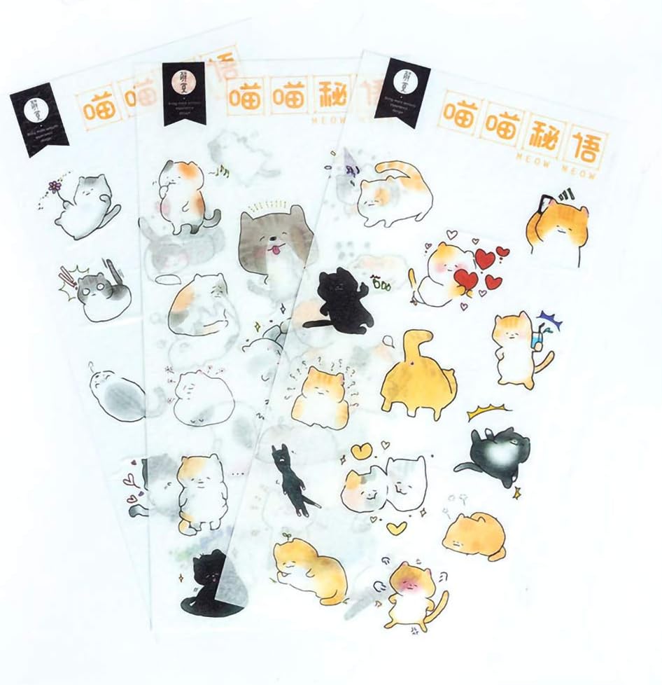 VVSMILE The Secret of Cat Account Stickers Creative Decoration Handbook Daily DIY Stickers Delicate Hand Drawn Decoration