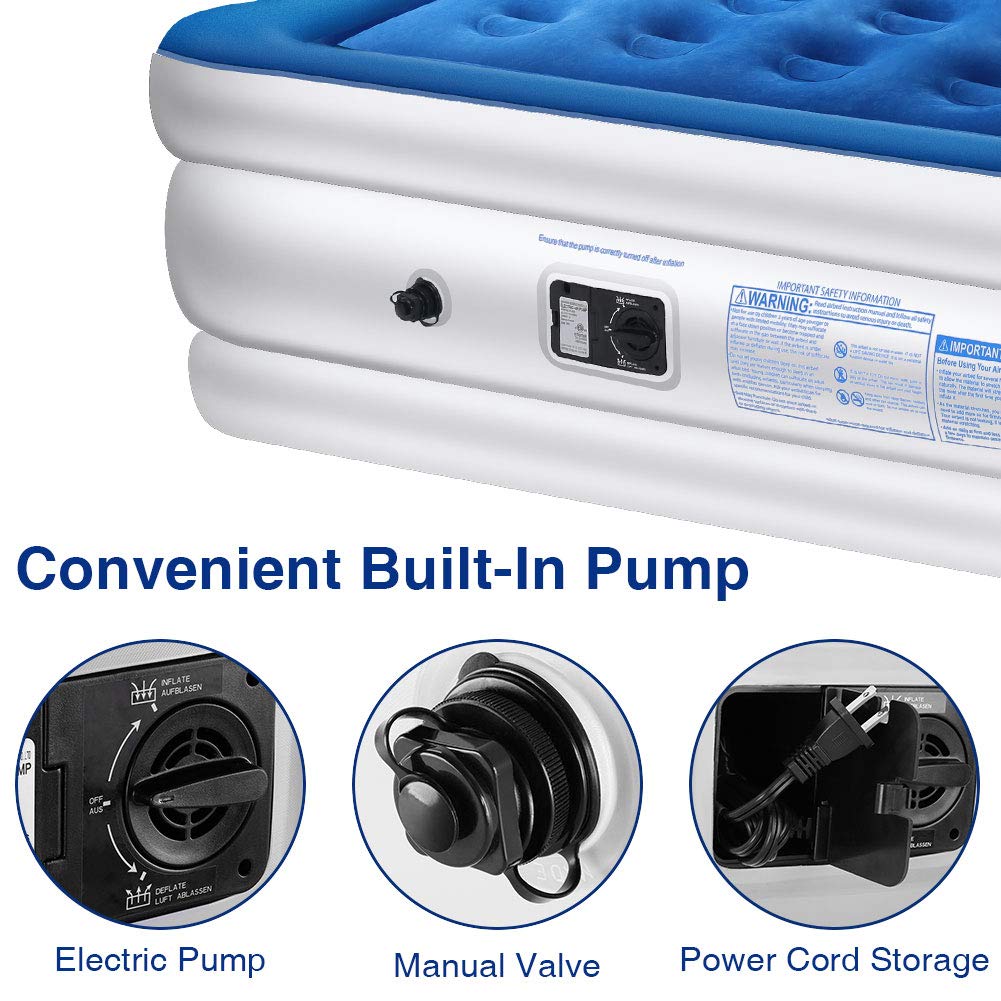 Cumbor Luxury Queen Air Mattress with Builtin Pump, Best Inflatable