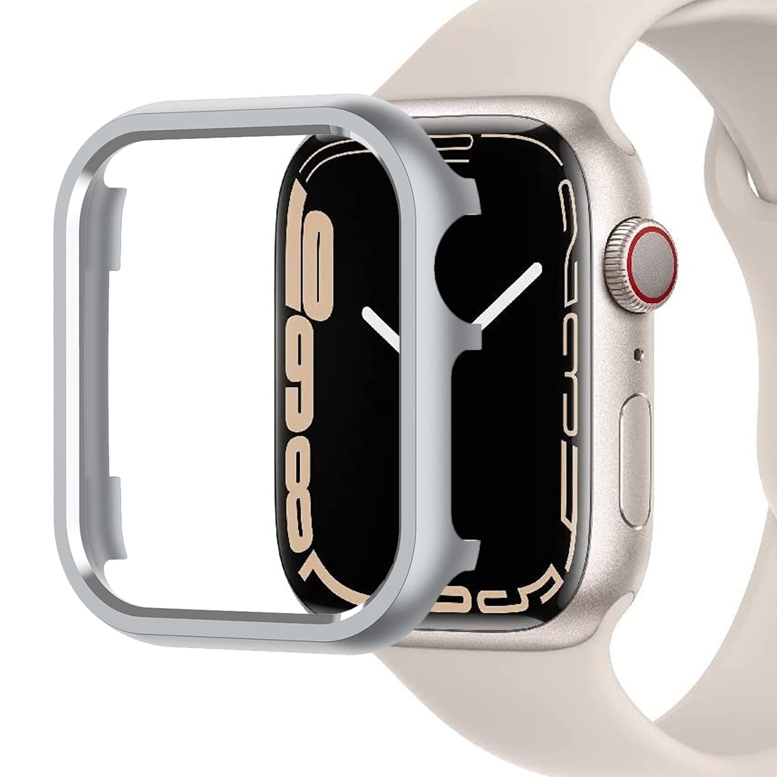 Miimall Case Compatible with Apple Watch Series 9/Series 8/Series 7 41mm 45mm, Aluminum Alloy Metal Frame Protective Cover Ultra-Thin All-Around Bumper Protective Case for Apple Watch 41mm-Gray