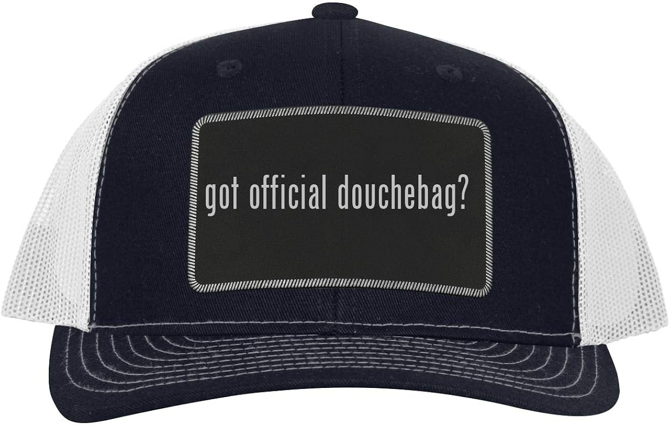 got Official Douchebag? Leather Black Patch Engraved Trucker Hat