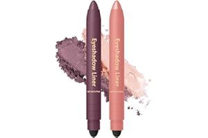 FIJEMYA Eyeshadow Stick, Perfect Color Duo-Shadow Liner 2-in-1 Eyeliner & Eye Shadow Stick, Easily Blendable & Buildable, Waterproof, Creamy Easy-Glide, For Effortless Smoky Or Natural Eye Makeup(01+06)