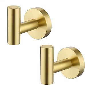 Amazon Brand - Umi Toallero Dorado Perchas Acero Inoxidable SUS304 2 Piezas Colgador de Toallas Latón Cepillado, A2164-BZ-P2