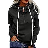 SOLY HUX Women's Plus Size Quarter Zip Hoodies Sweatshirt Zip Up Drawstring Long Sleeve Hooded Casual Pullover Tops