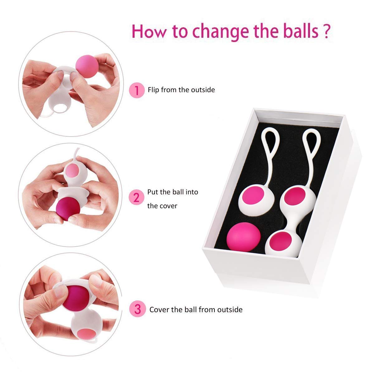 Kegel Balls Beckenbodentrainer 4 Balls Beckenbodentrainingsset Kegel Übung Gewichte Kit Frauen Blase Control & Beckenboden Übungen Silikon Wasserdicht für Frauen Anfänger und Fortgeschrittene