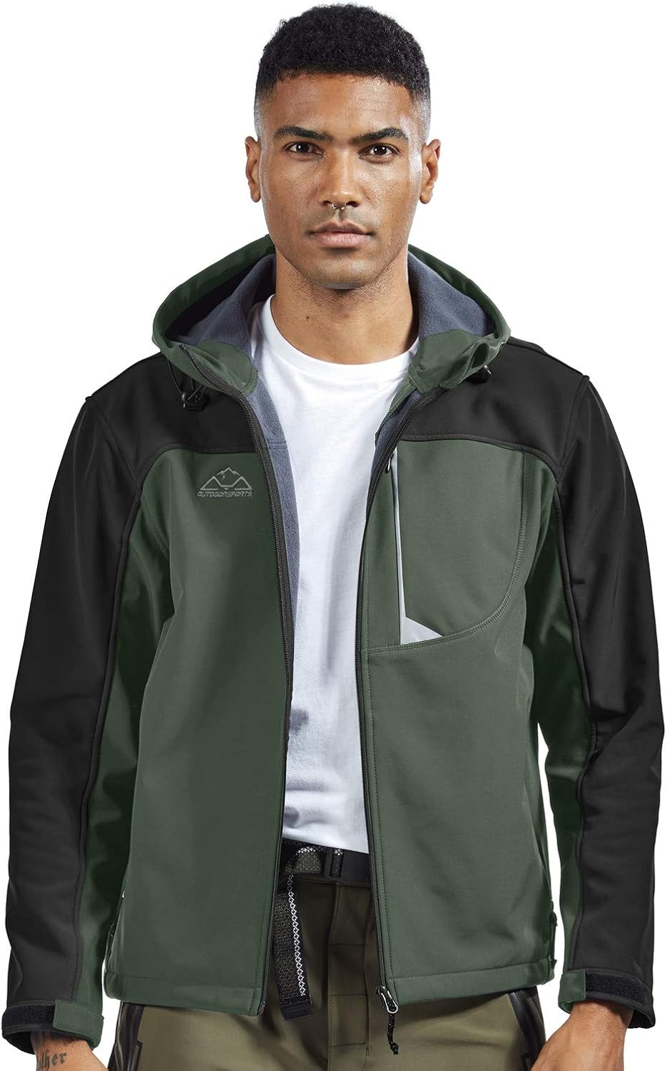 Rdruko Men's Outdoor Softshell Jacket Polar Fleece Lined Waterproof Tactical Hiking Climbing Hooded Jacket: Clothing
