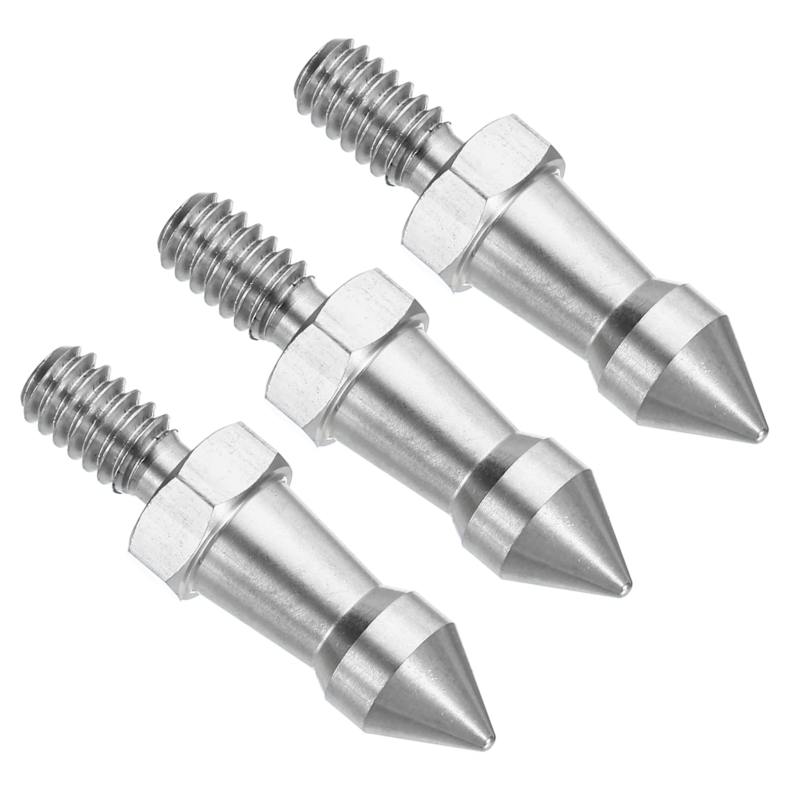 PATIKIL 1/4 Inch Thread Tripod Spike, 3 Pack Camera Tripod Ground Spike Screw Stainless Steel Spike Mount Adapter for Monopod Style 2, Silver