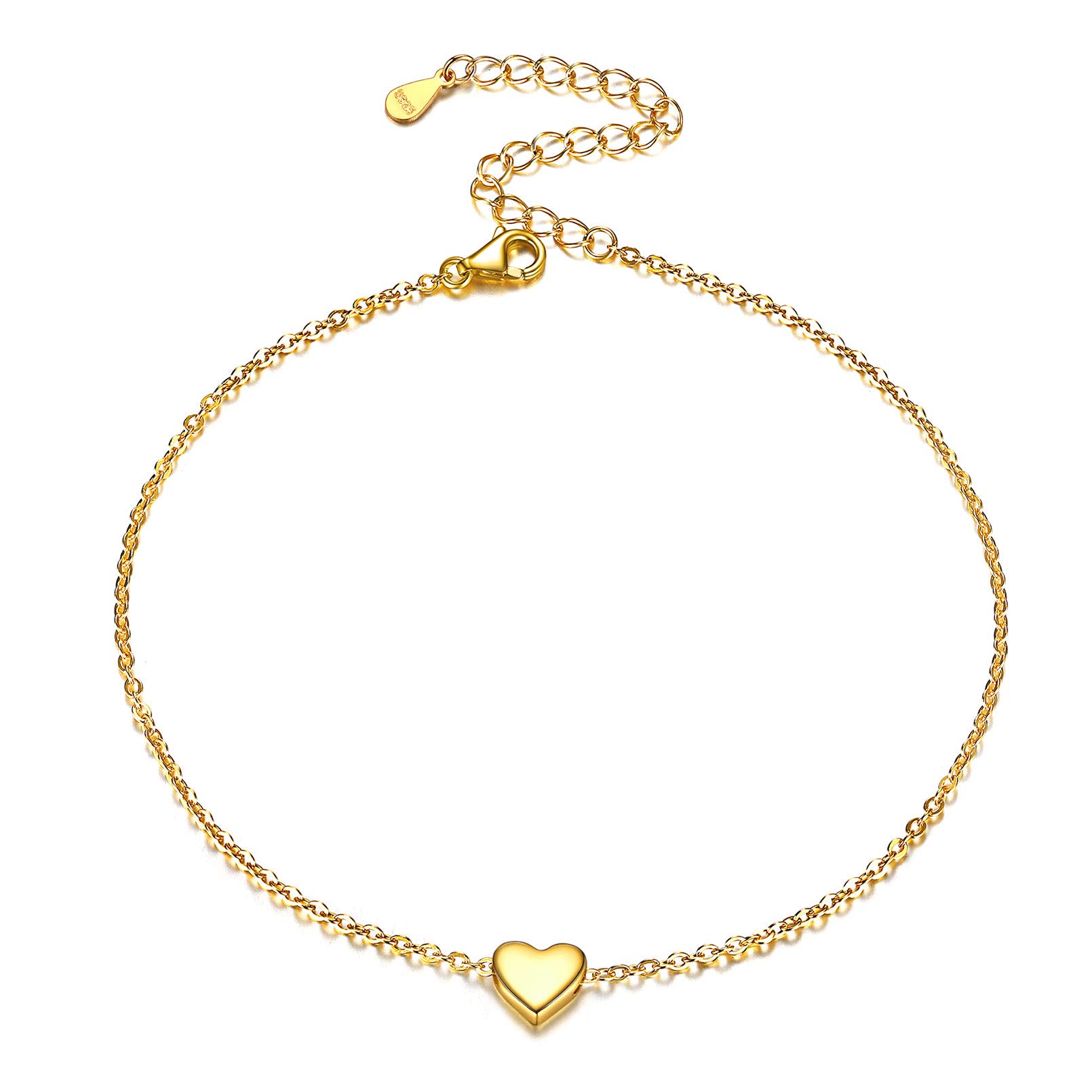 ChicSilver 925 Sterling Silver Round Charm Anklet for Women Bohemian Summer Jewelry