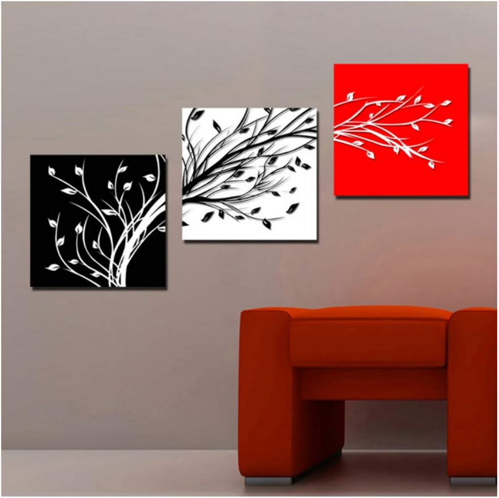 LIPENGYU Cuadro en Lienzo Abstracto Bodegón Negro Blanco Rojo Árbol