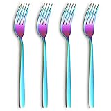 HOMQUEN Rainbwo Dessert Forks 4 Pieces Cake