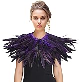 HOMELEX Feather Shawl for Women - Crow Feathers Collar Halloween Swan Cape Witch Costume Accessories