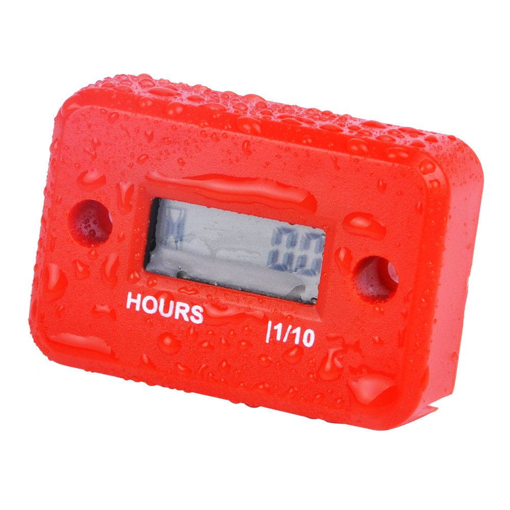 NR-HM006, Waterproof Gaso Engine Inductive Hour Meter for Motorcycle, Motocross,Snowmobil,Motocross (RED)