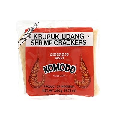 Komodo Krupuk Udang (Shrimp Crackers Large Disks Not Yet Fried) - Komodo Kroepoek Ongebakken Grote Schijven 8 Oz -227gm (Pack of 1)