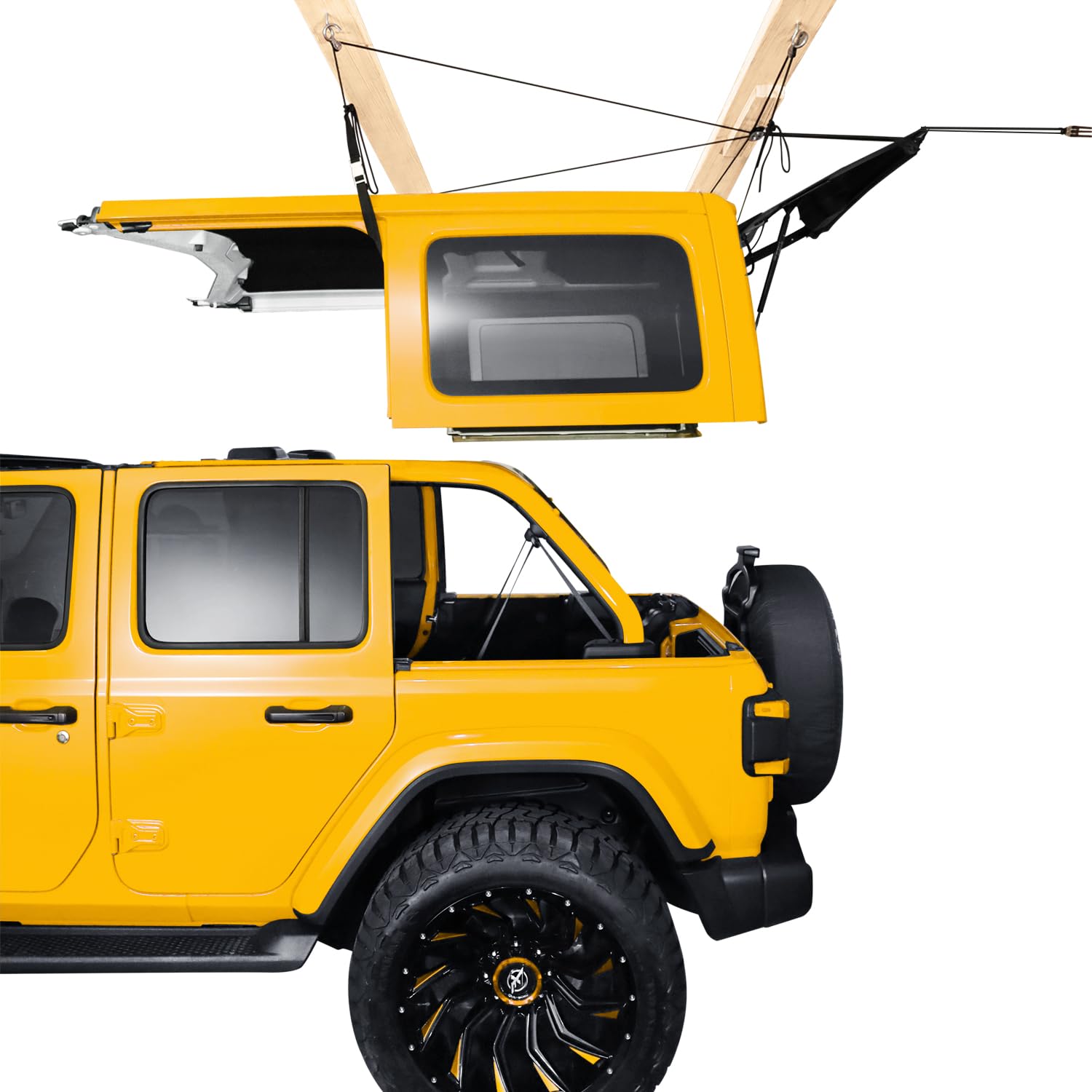 Photo 1 of Pacikwest Hard Top Removal Lift for Jeep Wrangler, Compatible with All Wrangler JK JL Models, Easy One-Person Operation Roof Hardtop Hoist Anti-Drop System, Supports 8-16 ft Ceiling, 8 TKnobs