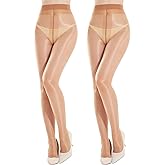 Aaronano 2 Pairs Shiny Pantyhose for Women Sheer Shimmer Tights 20D Snag Resistant Gloss Stockings High Waist
