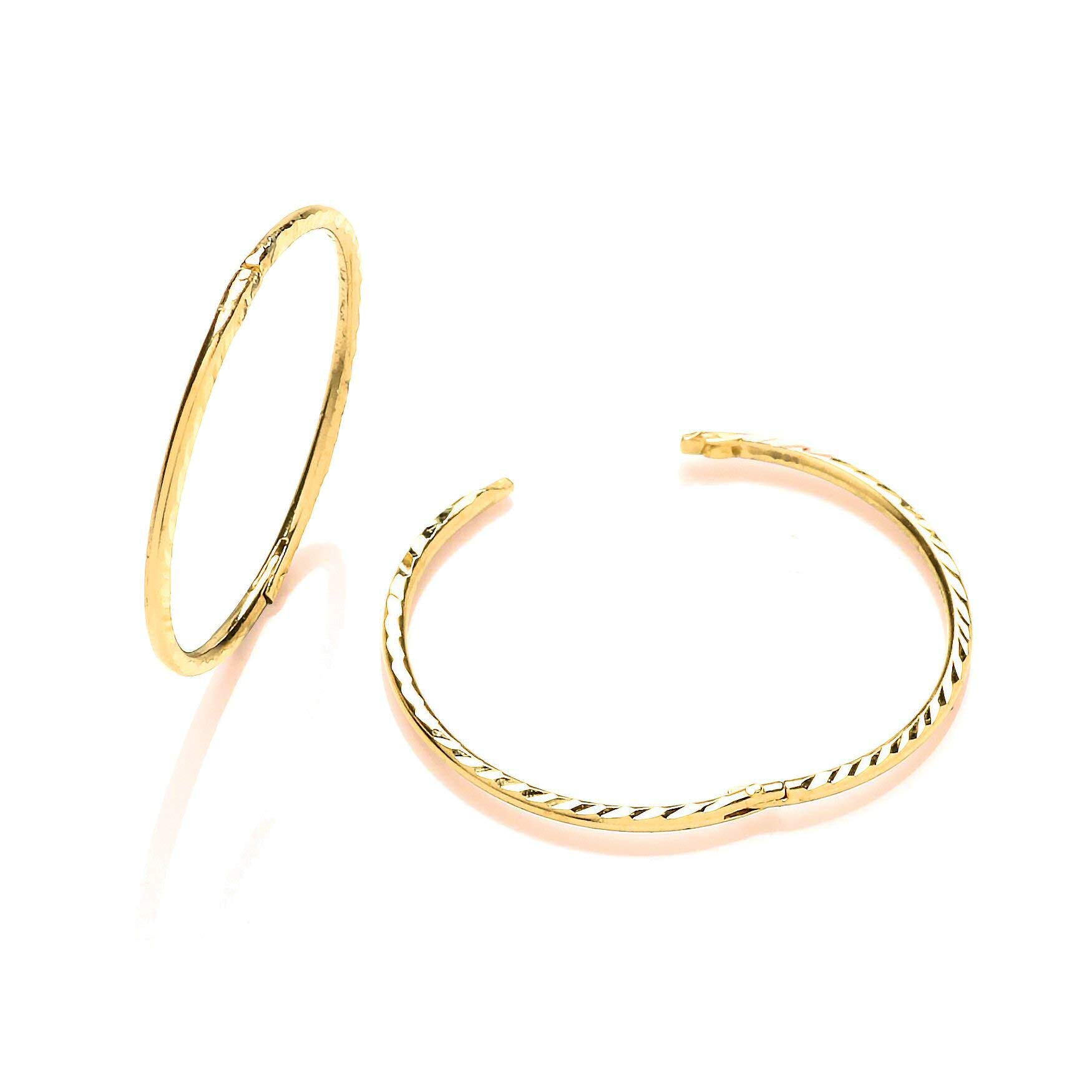 16MM 9ct Yellow Gold Diamond Cut Hinged Sleeper Hoop Earrings for Women - 9ct Yellow Gold