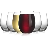 Modvera 20oz Red & White Stemless Wine Glass Set of 6 | Large Size for Enhanced Aeration with Durable Lead Free Chip…