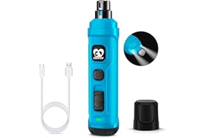 Casfuy Dog Nail Grinder with 2 LED Light - New Version 2-Speed Powerful Electric Pet Nail Trimmer Professional Quiet Painless Paws Grooming & Smoothing for Small Medium Large Dogs(Bright Blue)