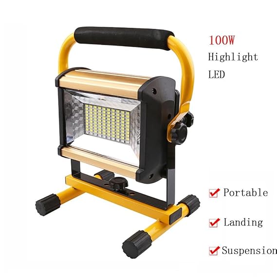 Mettime 100W Tragbare LED Flutlicht Halogenstrahler Baustrahler Arbeitsleuchten Taschenlampen 360° Drehbar Außenleuchten,IP65
