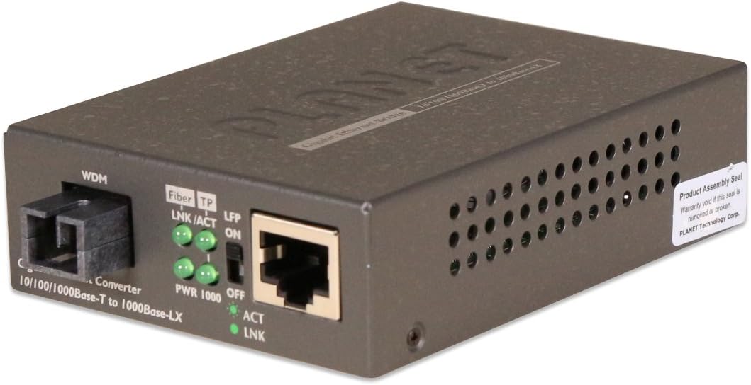 PLANET TECHNOLOGY PLANET GT-806B60 10/100/1000Base-TX to 1000Base-FX WDM Bi-directional Media Converter (SM, WDM, 1550nm, 60Km)