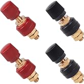 Zovfam 150A 12V M8 Remote Battery Junction Post Terminal Kit, 4 Pack | 5/16" UTV Battery Relocation Block for Car Audio, Marine, RV - 2 Color-Coded Posts (2 Red &amp; 2 Black Terminals), Heavy Duty
