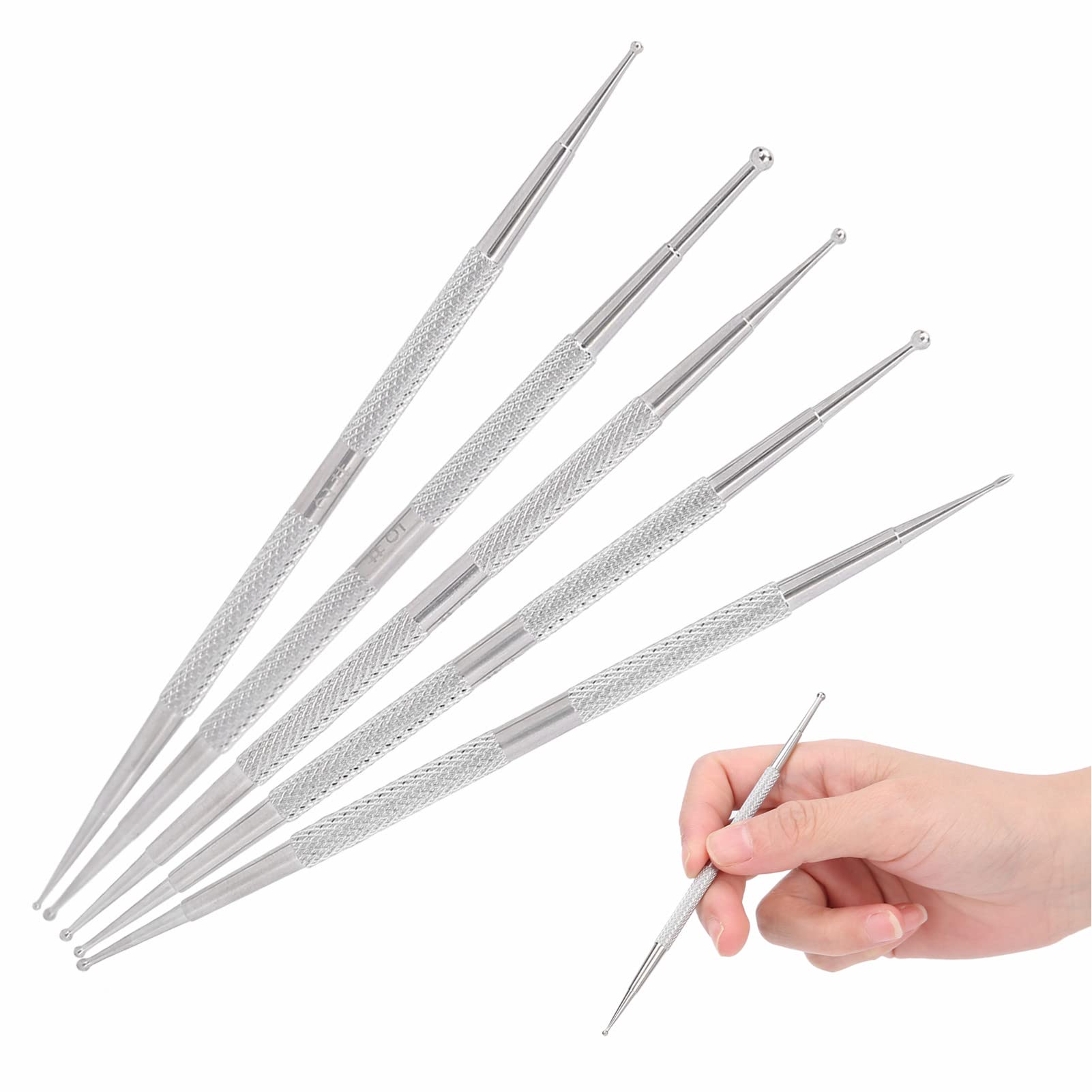 5pcs 2 Way Dotting Pen Tool Double Head Nail Art Dotting Pen Stainless Steel Nail Painting Pen DIY Decoration Dotting Pen