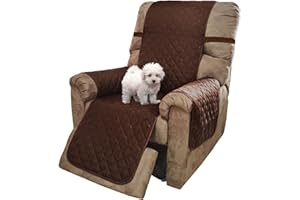 U-NICE HOME Recliner Chair Covers Reversible Chair Cover Pet Covers for Dogs with Elastic Straps Water Resistant Diamond Quilted (28''Recliner Oversized, Brown/Brown)
