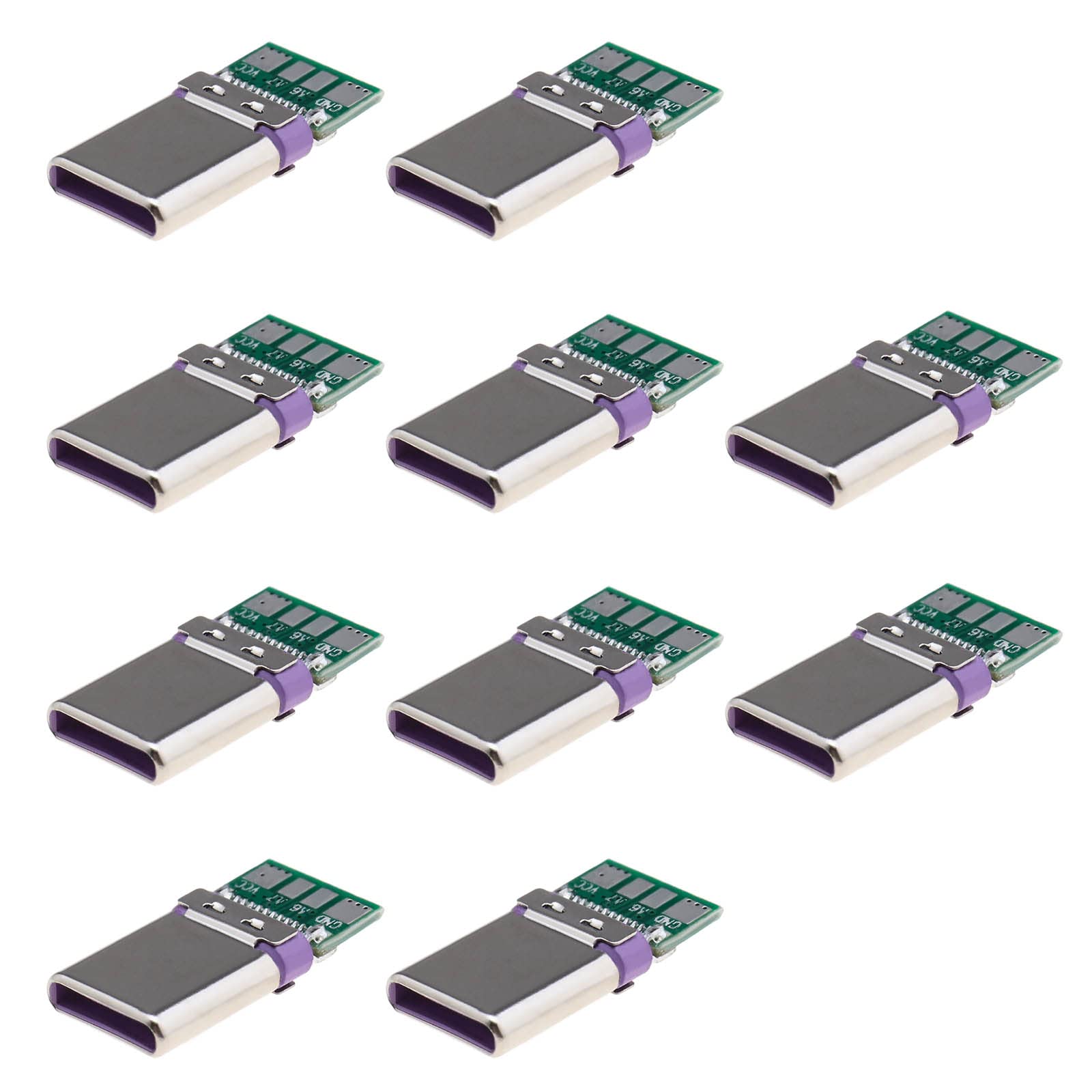 OTOTEC 10PCS 24pin USB 2.0 Type C Male Plug Socket Connector with PCB Board Receptacle Adapter to Solder Wire PCB Board Support Module — image 1