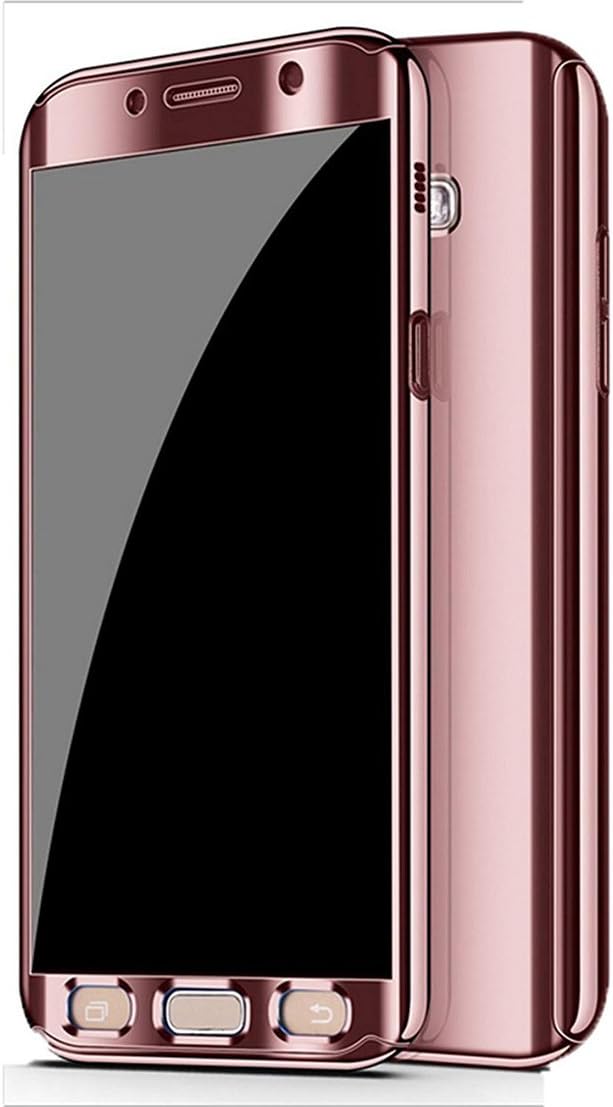 Galaxy Note 9 Case, Ultra Slim Electroplate 360 Degree Full Body Protection Mirror Case with Tempered Glass Screen Hard PC Protector for Samsung Galaxy Note 9 (Rose Gold-)