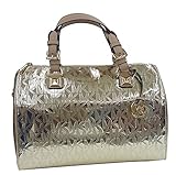 MICHAEL Michael Kors Womens Grayson Mirror Metallic Satchel Handbag Gold Large