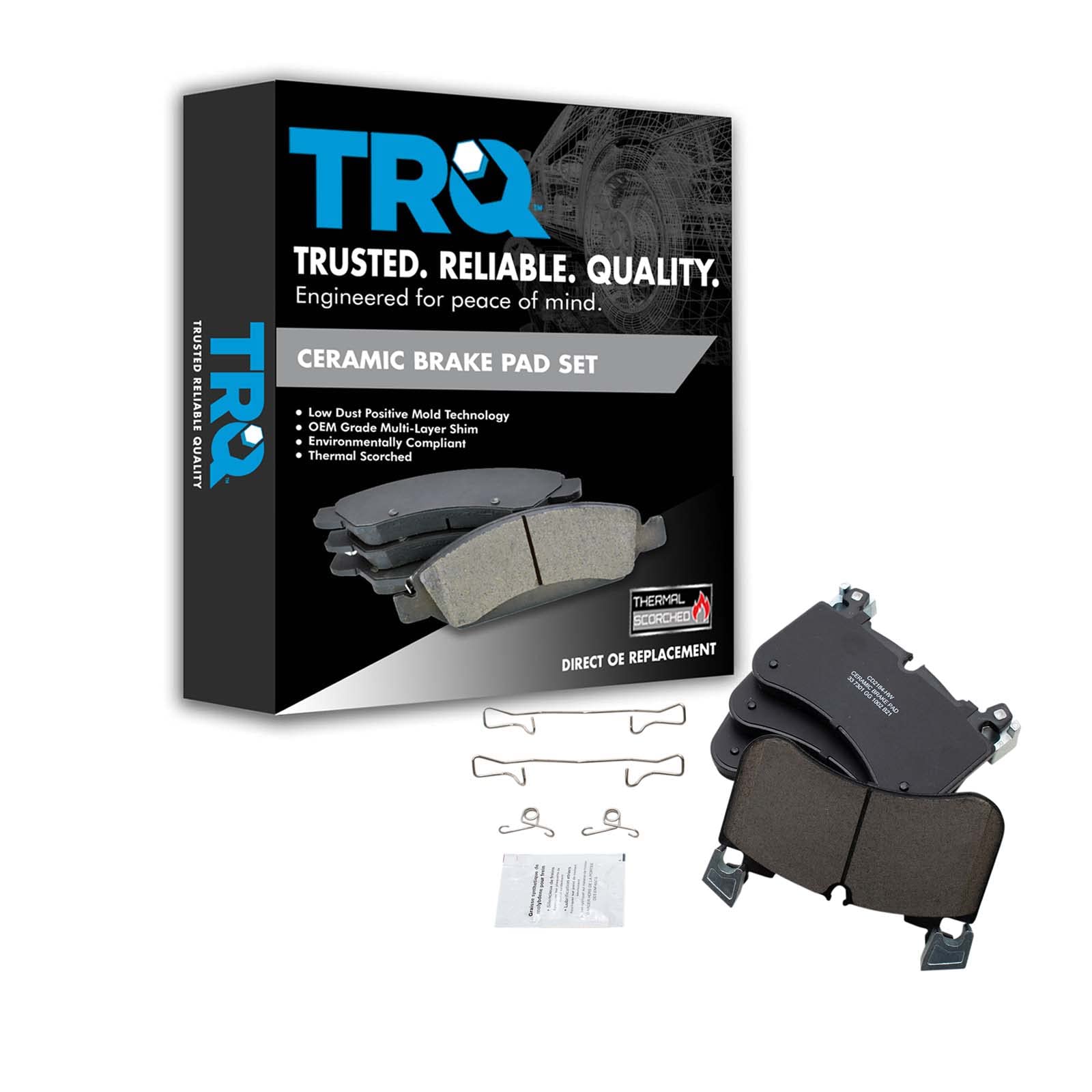 TRQ Front Brake Pads Ceramic Compatible with 2018-2022 Land Rover Range Rover Sport Image
