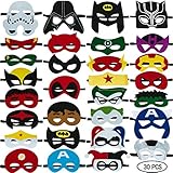 30pcs Superhero Masks for Kids Halloween Costumes,Felt Mask Superheroes Birthday Christmas Party Favor Cosplay Toy for Boys and Girls