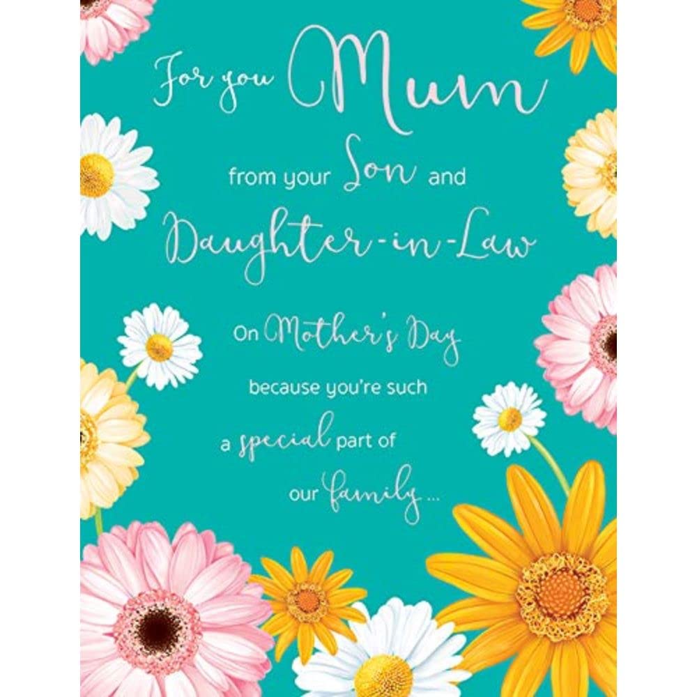 Piccadilly Greetings Beautiful Contemporary Day Card Mum from Son & Daughter in Law - 8 x 6 inches - Koko Designs