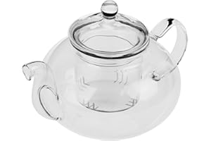 Toyvian Heat-Resistant Small Glass Tea Kettle with Strainer Clear Borosilicate Loose Leaf Pot for Blooming