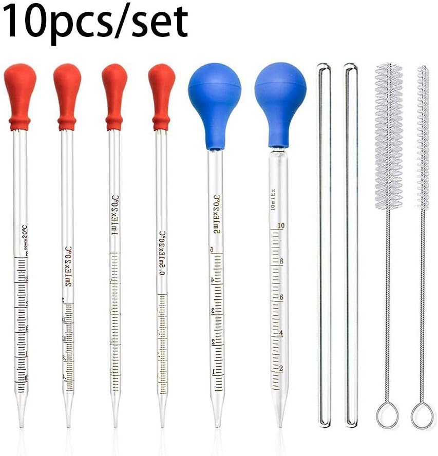 Dropping Pipettes, 6 Glass Dropper Pipette Large Silicone Graded