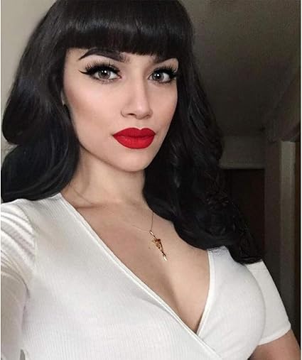 Buqi Hair Rockabilly Vintage Wigs Finger Wavy Wig With Bettie Page