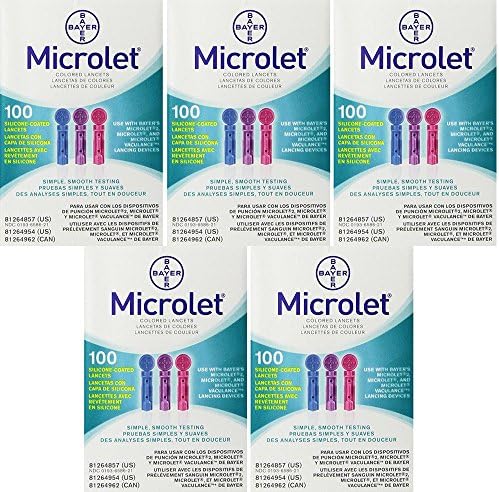 Bayer Microlet ZIAXv Colored Lancets, 100 Count (5 Pack)