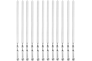 Antallcky 12 Pack Kebab Skewers BBQ Barbecue Skewers Stainless Steel Sticks 23.5 Inch Heavy Duty Large Wide Reusable with NonSlip Ring Handle Ideal for Shish kabob Chicken Shrimp angd Vegetables