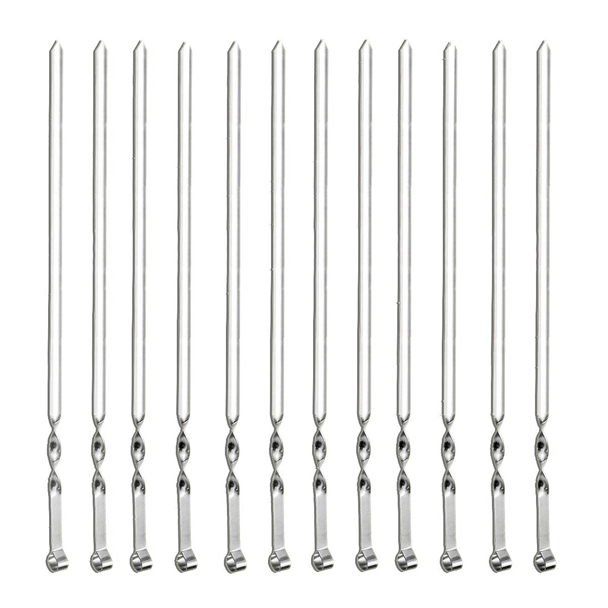 Photo 1 of Antallcky 12 Pack Kebab Skewers BBQ Barbecue Skewers Stainless Steel Sticks 23.5 Inch Heavy Duty Large Wide Reusable with NonSlip Ring Handle Ideal for Shish kabob Chicken Shrimp angd Vegetables
