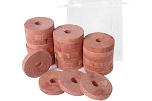 Brite Lightingtech Cedar Rings for Clothes Storage-25PC Cedar Balls Cedar Blocks for Closets and Drawers with 1 Satin Bag