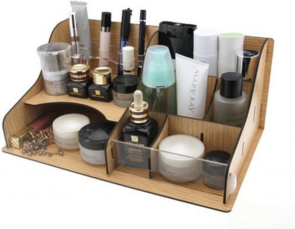 DIY Wood makeup cosmetic organizer (Brown) Color