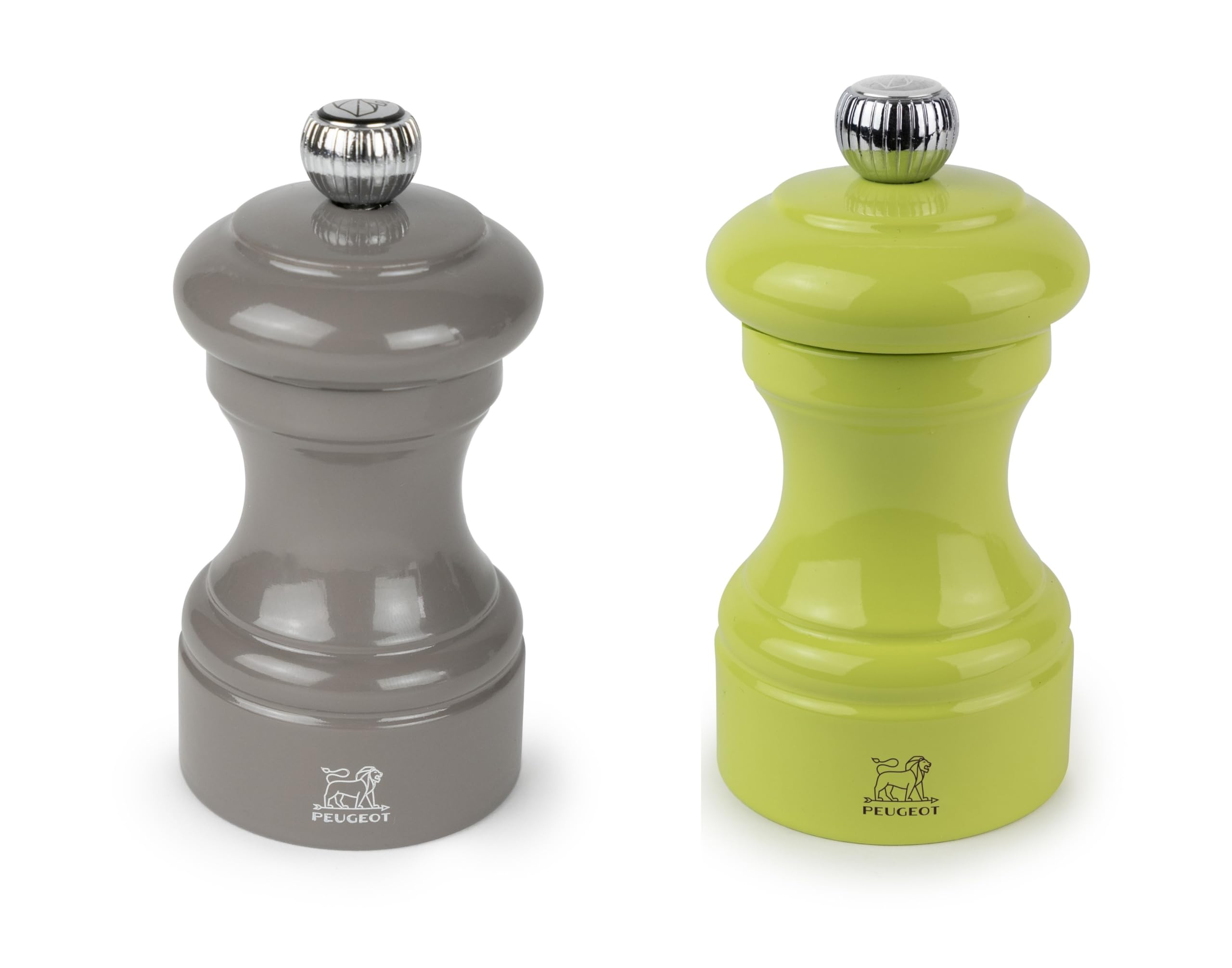 Photo 1 of **HAS SOME PAINT CHIPS-SEE PICS**Peugeot Bistro Pepper and Salt Mill Set, 4in - Beechwood Mills with Adjustable Grinding - For Peppercorns and Rock Salt, Corrosion-Resistant - Essential Kitchen Tools (Grey/Pistachio)