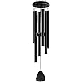 Bursvik Large Aluminium Wind Chimes 37 Inches to Create a Zen Atmosphere Suitable for Outdoor, Garden, Patio Decoration. Classic Wind Chimes with Wind Catcher as a Gift for Unisex(Whole Black)