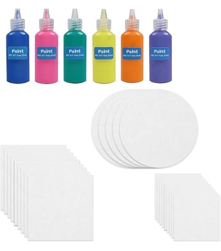 Pack De Recarga Spin & Paint – 36 Tarjetas De Cartón En 6 Formas Y 7 Botellas De Pintura Para Máquina De Arte En Espiral