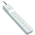 Power Strip, Belkin Surge Protector 6 AC Multiple Outlets, Flat Rotating Plug, 6 ft Long Heavy Duty Extension Cord for Home, 