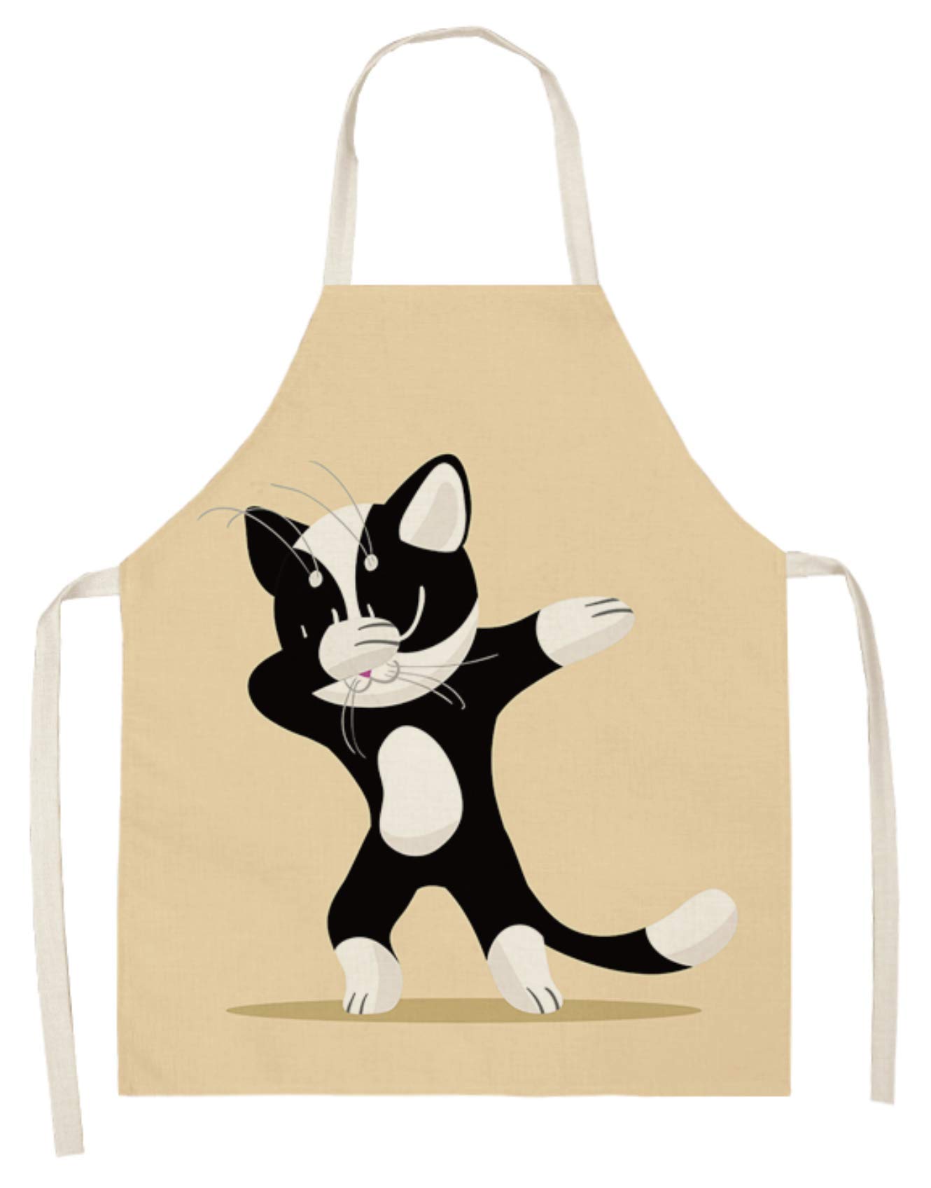 Cat Kitten Apron Cotton Linen Adult Children Pet Print Kitchen Aprons Unisex Dinner Party Cooking Bib Funny Pinafore Cleaning Apron