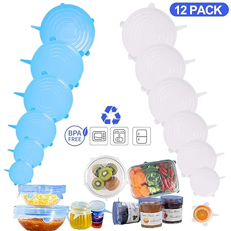 BOJLY 12PCS Tapas de Silicona para Alimentos, Tapas de Silicona ...
