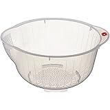 Inomata Plastic Japanese Rice Washing Bowl with Side and Bottom Drainers
