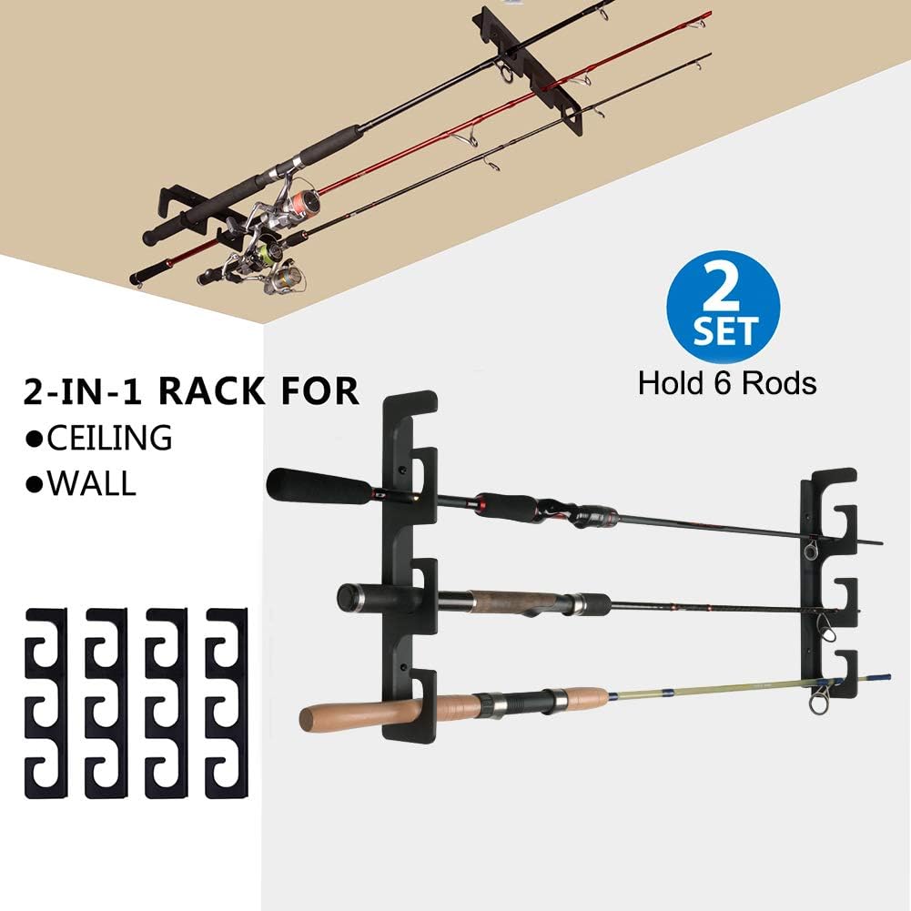 Ceiling Rod Rack Fishing Rod Rack Storage for Ceiling or Wall-Ultra Sturdy Strong Weatherproof Indoor and Outdoor Use, Holds 6 Rods: Home Improvement